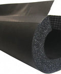 Rock Solid Premium Pipe Insulation Self Sealing Foam Rubber Tube Six Feet Long showing black closed cell insulation tube.