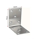 Rock Solid Eight Piece Stainless Steel L Shape Corner Brackets For Heavy Duty Shelving With Kickass Load Bearing Power That Keeps Every Workshop Setup Locked Down Tight, 70mm x 50mm dimension.