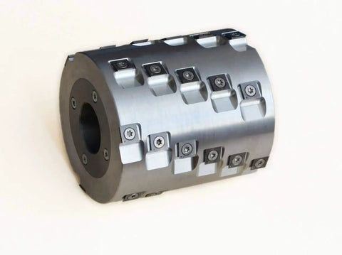 Pro Grade Spiral Cutter Head For Wood Jointer Planer Moulder 140Mm with carbide rows and 40mm bore for smooth cutting.