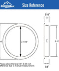 Size reference diagram for four pack black closet door finger pulls with easy snap in installation for bypass sliding doors.