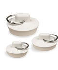 3 Pack Rubber Drain Stopper Set For Bathtub And Sink That Fits Most Drains With Durable Rubber And Easy Pull Chain Removable White