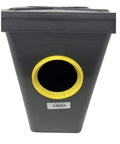 4 Hole Distribution Box For 4 Inch Pipe With Fittings, Tough HDPE Injection Molded Enclosure, Easy Mount, showing yellow seal