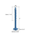 8x2 Inch Pocket Hole Screws Set 100 Pcs Square Drive Self Tapping Wood Screws Blue close-up with dimensions for DIY