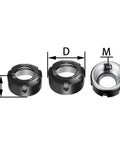 Heavy Duty Engraving CNC Lathe Milling Machine ER Series Collet Nut Tool Holder Set showing three black collet nuts with dimensions.