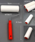 Slick Heavy Duty Foam Paint Roller With Ergonomic Grip Handle High Density Sponge For Top Shelf Smooth Wall Coverage No Sweat Diy Renovation Ace Home Painting Gear displayed with measurements of handle and roller.