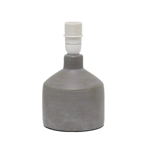 Gray Concrete Table Lamp With White Fabric Shade, Sleek Minimalist Nightstand Light For Living Room Or Desk base view