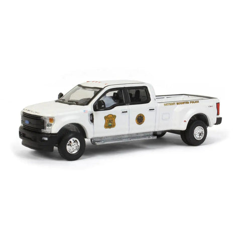 Ford F-350 Dually 4x4 Police Diecast Model 1:64 White Detroit Mounted Police Dually Drivers Series 8 By Greenlight