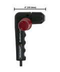 Right Angle Drill Attachment With 3 Eighth Inch Chuck And 6 Sided Hex Shank, 90 Degree Drilling Adapter With Dual Handles, front view