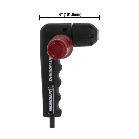Right Angle Drill Attachment With 3 Eighth Inch Chuck And 6 Sided Hex Shank, 90 Degree Drilling Adapter With Dual Handles, front view
