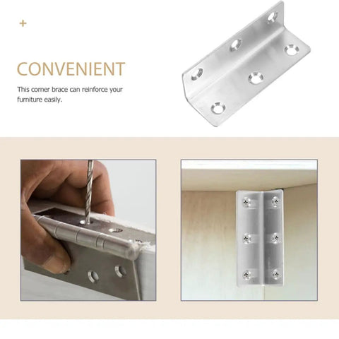 Stainless Steel L Brackets 8 Piece Set Heavy Duty Corner Braces For Furniture Cabinets Repair And Support 90 Degree Flat Angle