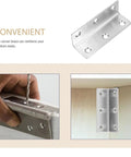Stainless Steel L Shaped Brackets 8 Pack For 90 Degree Corner Support Beefy Heavy Duty Flat Plate Connectors for Furniture Installation