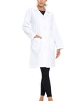 Unisex 40 Inch Lab Coat With Long Sleeves White Professional Medical Coat Breathable 65 35 Poly Cotton Blend Stain And Wrinkle Resistant