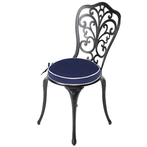 Outdoor Bistro Chair Cushions Set Of 2, 15 Inch Round Seat Cushions With Ties, Water-Resistant And UV-Resistant Polyester, 2-Inch Thick For Patio Deck Furniture, All Season Comfort on ornate metal chair