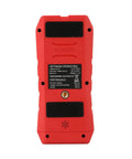 No Nonsense 4 In 1 Stud Finder Wall Scanner showing red handheld device back with performance specifications clearly visible.