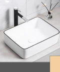 Vanity Vessel Sink Simple Ceramic Wash Basin Square Countertop Art Basin Ceramic Bathroom Sink Basin Washing Bowl Bathroom Vessel Sink, 48x37.5x13cm