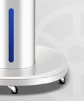 Heavy Duty 18 Inch Floor Fan Featuring Mist Spray Cooling Plus Rolling Casters For Kickin Heat Relief Indoors Anywhere High Velocity Water Cooled Airflow Workhorse base with rolling casters.