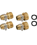 Heavy Duty Garden Hose Repair Connector Set With Clamps Aluminum Quick Connect Fittings For Three Quarter Inch And Five Eighth Inch Hoses, Includes Male And Female Adapters, Rust Resistant, Two Sets With Washers