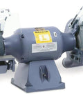 Shop Ready Eight Inch Bench Grinder With Thirty Six And Sixty Grit Wheels Three Quarter Hp Motor Kicking At One Eight Zero Zero Rpm, features onboard spark guards.