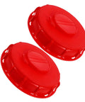 Two Pack Red Abs Ibc Tank Inlet Cover Lids With Breathable Vent And Valve Cap Providing Tight Seal For Safe Ibc Tote Water Storage And Transport Without Leaks.