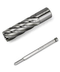 JESTUOUS annular cutter, 3/4 inch diameter with Weldon shank, shown with accompanying drill bit for magnetic drill press