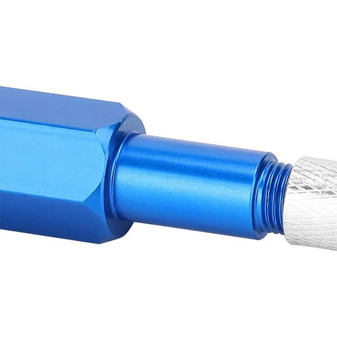 Close-up of durable aluminum alloy electrode leveler tool for polishing vinyl flooring seams, part of Heavy Duty PVC Skiving Knife With Spare Blades For Floor Welding Jobs.