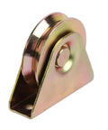 Heavy Duty Steel V Groove Track Wheel Delivers Ultra Smooth Rolling For Sliding Gates And Industrial Machinery With Rock Solid Bracket Built Tough For Daily Grind Use, close-up view of steel pulley.