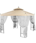 Beige 350 Denier Replacement Canopy Top For Arrow 10x10 Gazebo Custom Fit For Models 61821 HD-61821 618221 618221-C GGHL00019 installed view