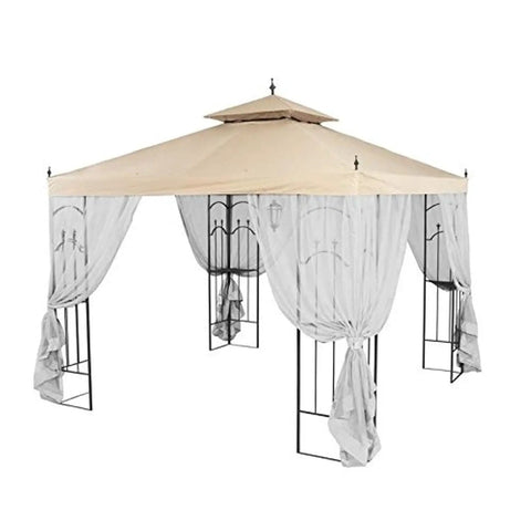 Beige 350 Denier Replacement Canopy Top For Arrow 10x10 Gazebo Custom Fit For Models 61821 HD-61821 618221 618221-C GGHL00019 installed view