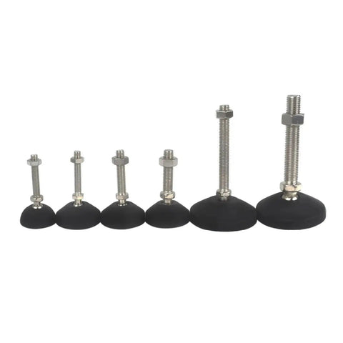 Skip The Wobble With These Universal Adjustable Leveling Feet Four Pack, sizes range from short to tall, carbon steel and nylon.