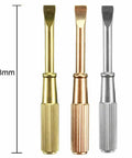 Mini Titanium Steel Screwdriver For Love Bracelet Repair Tools in gold color with non-slip handle, 48mm size shown in three colors.