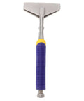 Front view of a 10-inch locking sheet metal clamp with duckbill pliers for auto repair. Features a rubber grip and adjustable screw pressure.