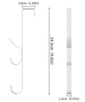 Over The Door Hooks Hanger 2 Pack White, side view dimensions showing sturdy metal construction for coats and towels