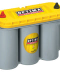 Optima YellowTop D31T automotive battery; yellow lid, gray case, red and black terminals