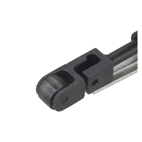 High Speed Pneumatic Belt Sander - 10 x 330mm air powered roller polisher part close-up showing black roller and metal track.