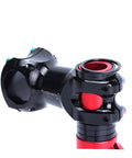 Fifteen Piece Aluminum Alloy Headset Spacers Set For 28.6mm Forks And Handlebars Black Anodized Includes 2mm 5mm And 10mm Spacers Perfect For Mountain And Road Bikes showing black anodized spacer installed on handlebar
