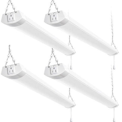 4Ft LED Shop Light Linkable 120W 13000 Lumens 5000K Daylight White Utility Light For Garage Workshop Basement With Power Cord And Pull Chain ETL Certified 4 Pack