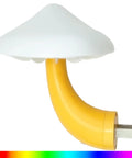 Mushroom Sensor Night Light With Auto Dusk To Dawn Glow Plug In 7 Color Changing LED Lamp side view, yellow stem, plug visible