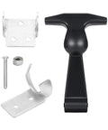 Heavy Duty Rubber Latch Set Two Pack With Flexible Draw Latches And Stainless Steel Brackets T Handle Hasp shown with components