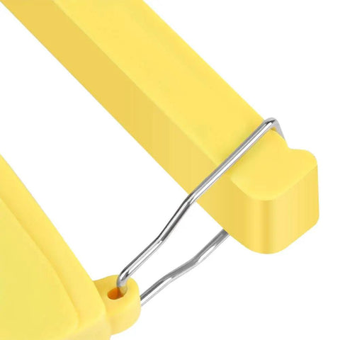 Manual Rivet Tool Kit With Four Replacement Heads Spring Handle And Nozzle For Metal Fiber Leather And Plastic Blind Rivet Hand Tool For Gutter Repair And Heavy Duty Fastening, yellow handle close-up