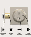 Heavy Duty Square Deadbolt Lock For Left Or Right Handed Doors In Brushed Nickel Finish Secure Durable Bolt With Adjustable Latch