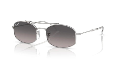 RB3719 Oval Sunglasses With Silver Frame And Grey Gradient Polarized Lenses, 51mm, Vintage Archive Style