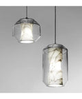 Modern Clear Glass Pendant Light with Marble Pattern Inner Shade, Adjustable Suspended Hanging for Kitchen Island,Warmth, two designs.