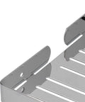 Self Draining Stainless Steel Wall Mounted Soap Dish With Rustproof 304 Construction Hollow Base Drains Water Fast Easy Install Tool Kit Included For Shower Rooms Bathrooms Hotels Homestays, close-up corner