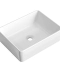 Rectangular White Vessel Sink For Bathroom 19x15 Inch Above Counter Vanity Sink Porcelain Ceramic Top Mount No Overflow 1.75 Inch Drain