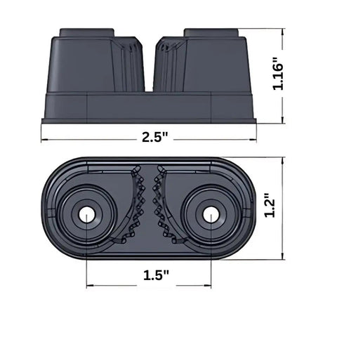 Premium Nylon Sailing Cam Cleat With Wire And Strap Fairlead 132, dimensions 2.5 x 1.2 inches, marine hardware.