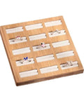 Straight Up The Coolest Wooden Ring Storage Tray With 15 Grids And Soft Velvet Lining To Keep Your Bling Organized On Vanity Or Dresser For Earrings And Bracelets with colorful rings displayed.