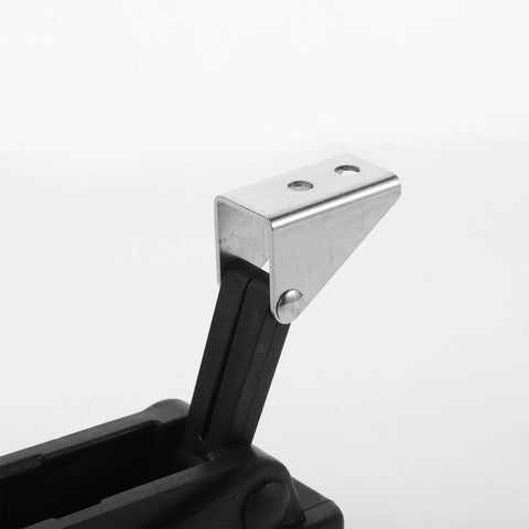 Close-up of Rubber Draw Latch For Coolers And Cargo Boxes Heavy Duty Black Hood Latch attachment point detail.