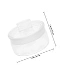 Clear container with measurements, 2.40 in diameter and 1.69 in height, features removable lid for storage.