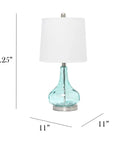Modern Sage Green Dimpled Glass End Table With White Fabric Shade Lamp Sleek Bedside Table With Brushed Nickel Accents