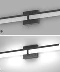 Top and bottom view of Black 24 Inch LED Vanity Light Fixture Over Mirror Sleek Modern Bath Bar With White 6000K Daylight Glow Easy Install